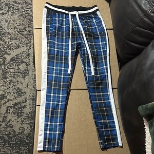 Men’s Blue Plaid Track Pants